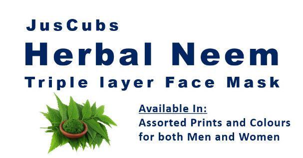 Herbal Triple Layered Adult Neem Mask Pack of 5 - Juscubs