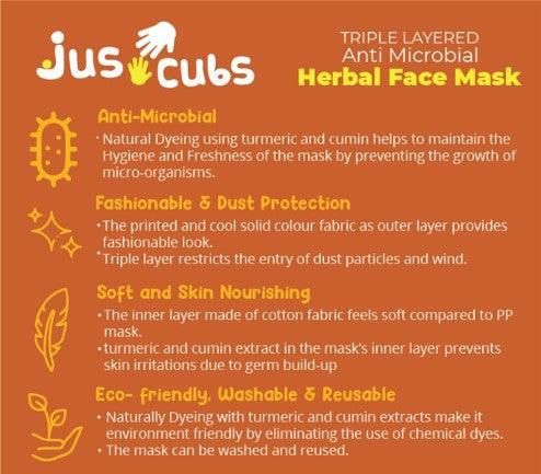Herbal Triple Layered Kids Turmeric Mask Pack of 5 - Juscubs