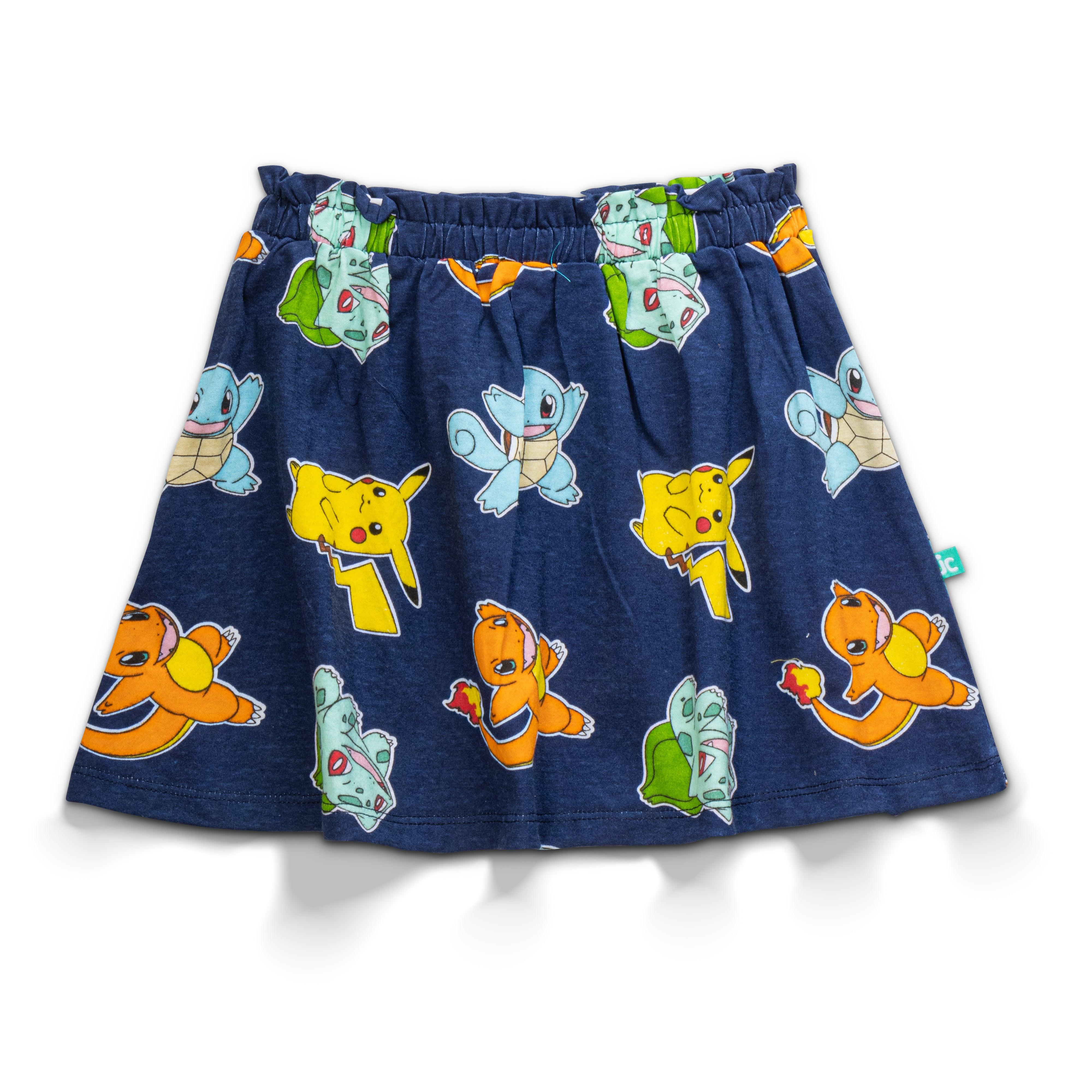 Pokemon AOP Pika Pika Girls Skirt - Navy - Juscubs