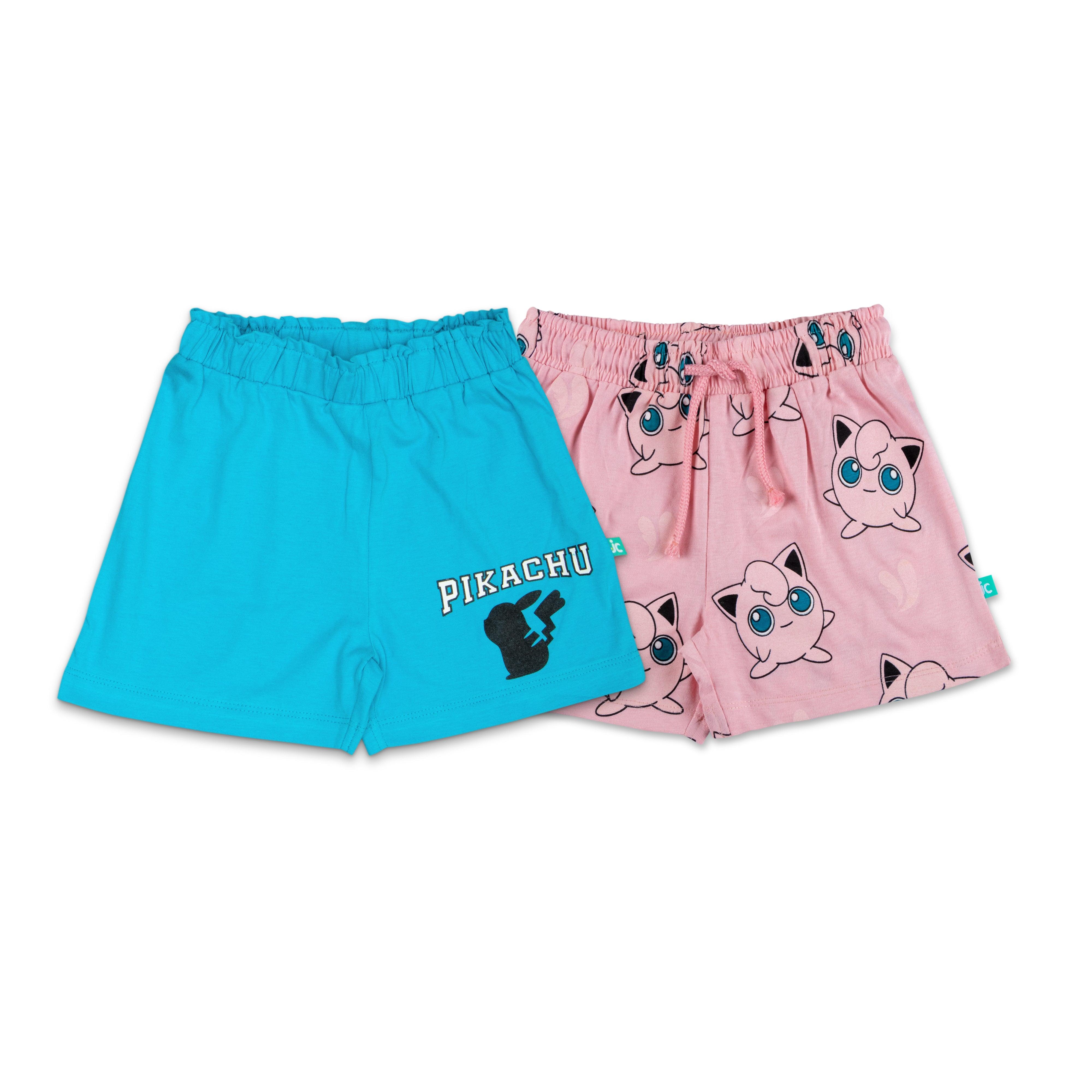 Pokemon Girls AOP & Printed Shorts Combo - Blue & Pink - Juscubs