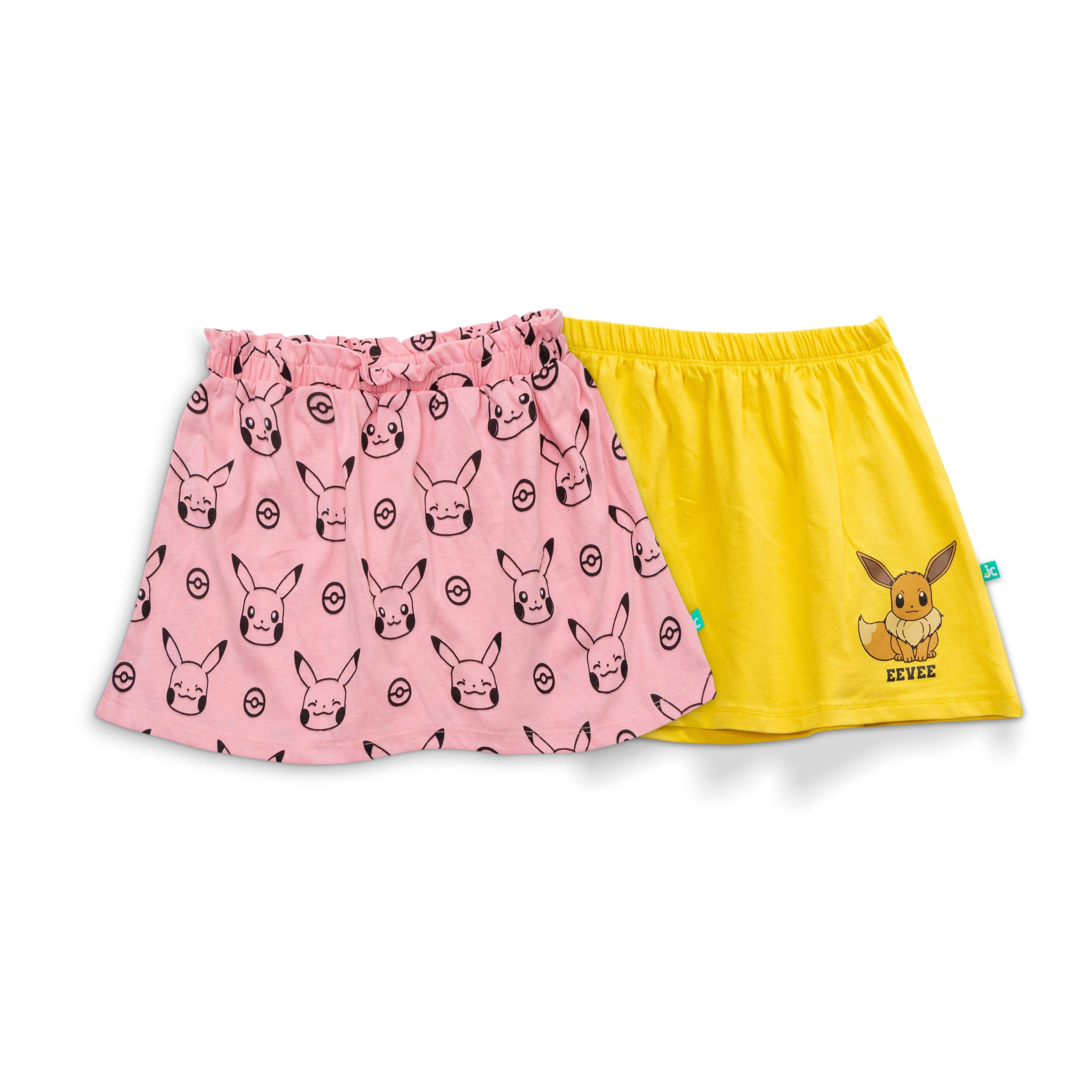 Pokemon Girls AOP & Printed Skirts Combo - Pink & Yellow - Juscubs