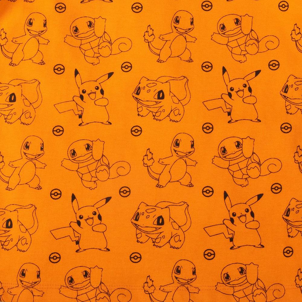 Pokemon Half Sleeve Poke Ball printed Tee - Grey & Orange - Juscubs
