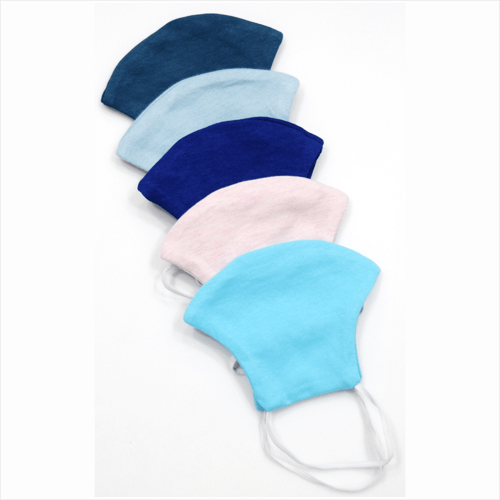 Solid Adult 2 layered Fabric Mask With Elastic Pack of 5 - Juscubs