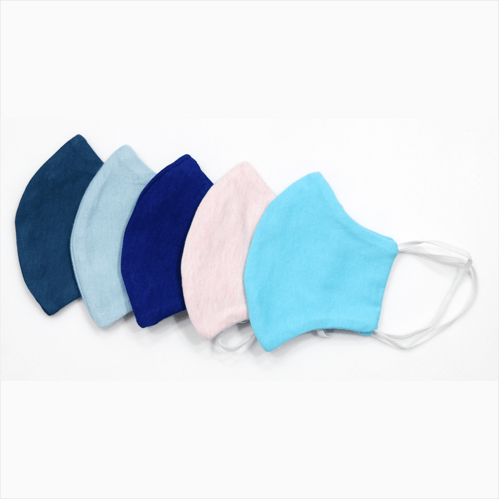 Solid Adult 2 layered Fabric Mask With Elastic Pack of 5 - Juscubs