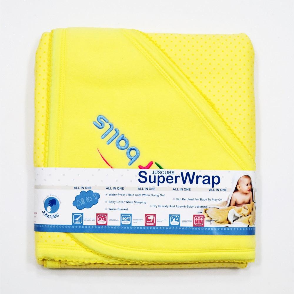 Super Baby Wrap Combination of Fast Dry & Baby Wrap Hooded -Color Balls - Yellow - Juscubs